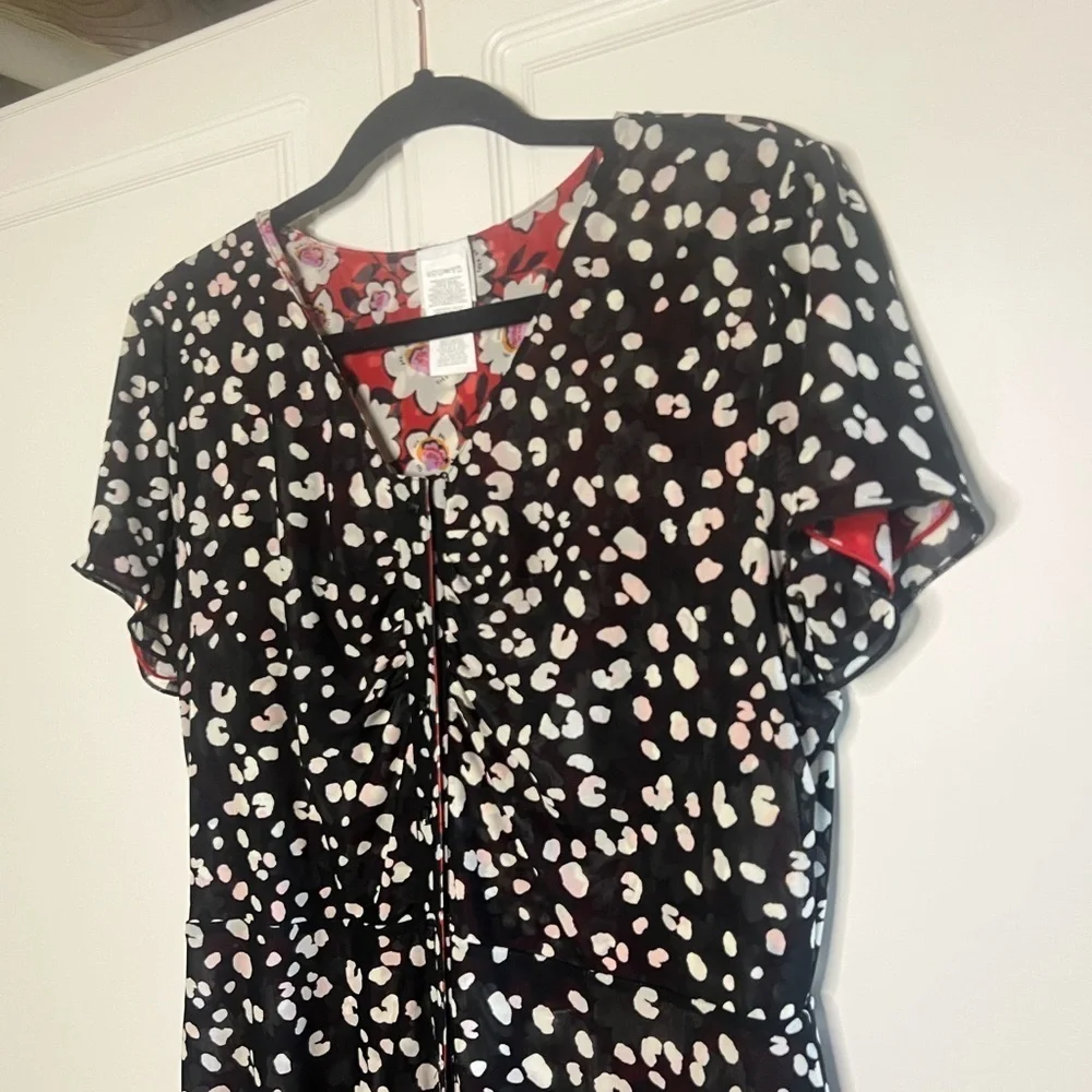 Cabi Gemini Reversible Floral Leopard Mesh Dress - Picture 8 of 9